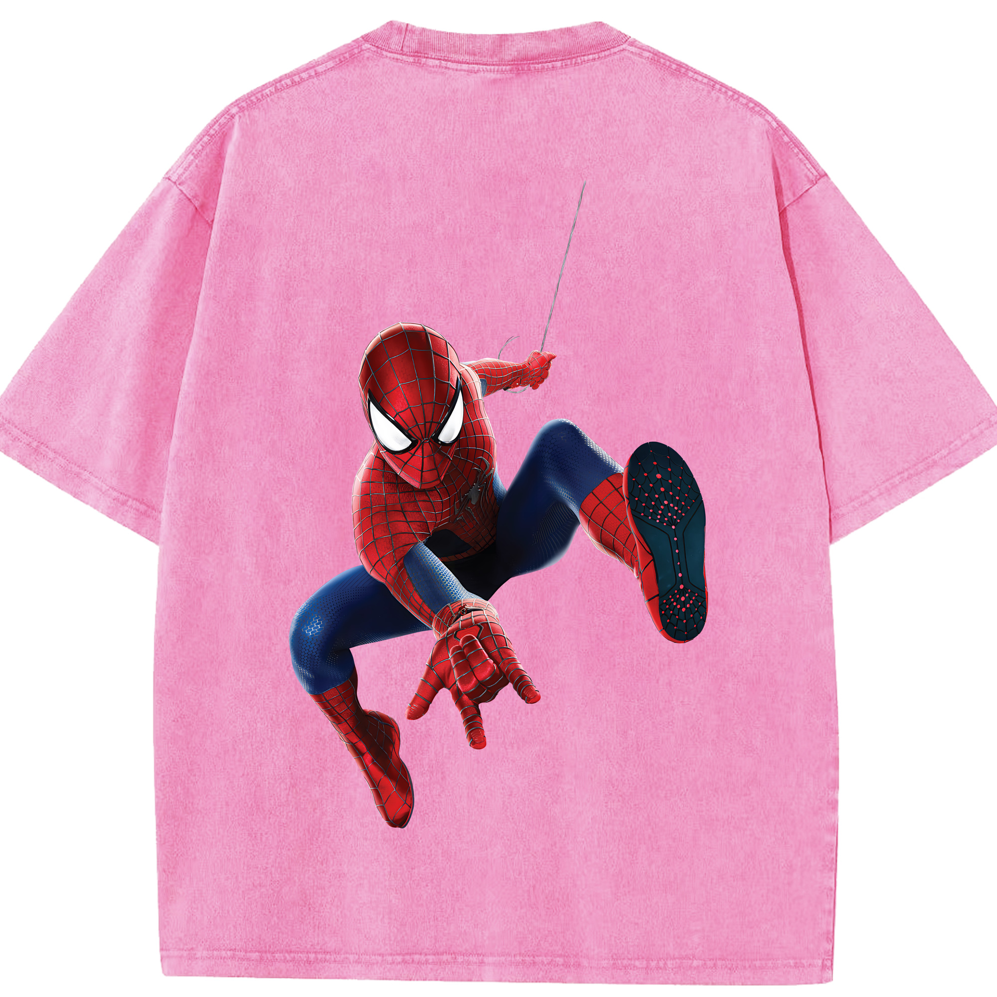（画像用） Spider Man スパイダーマン 綿100% ヴィンテージ風 半袖Tシャツ（背面プリント）